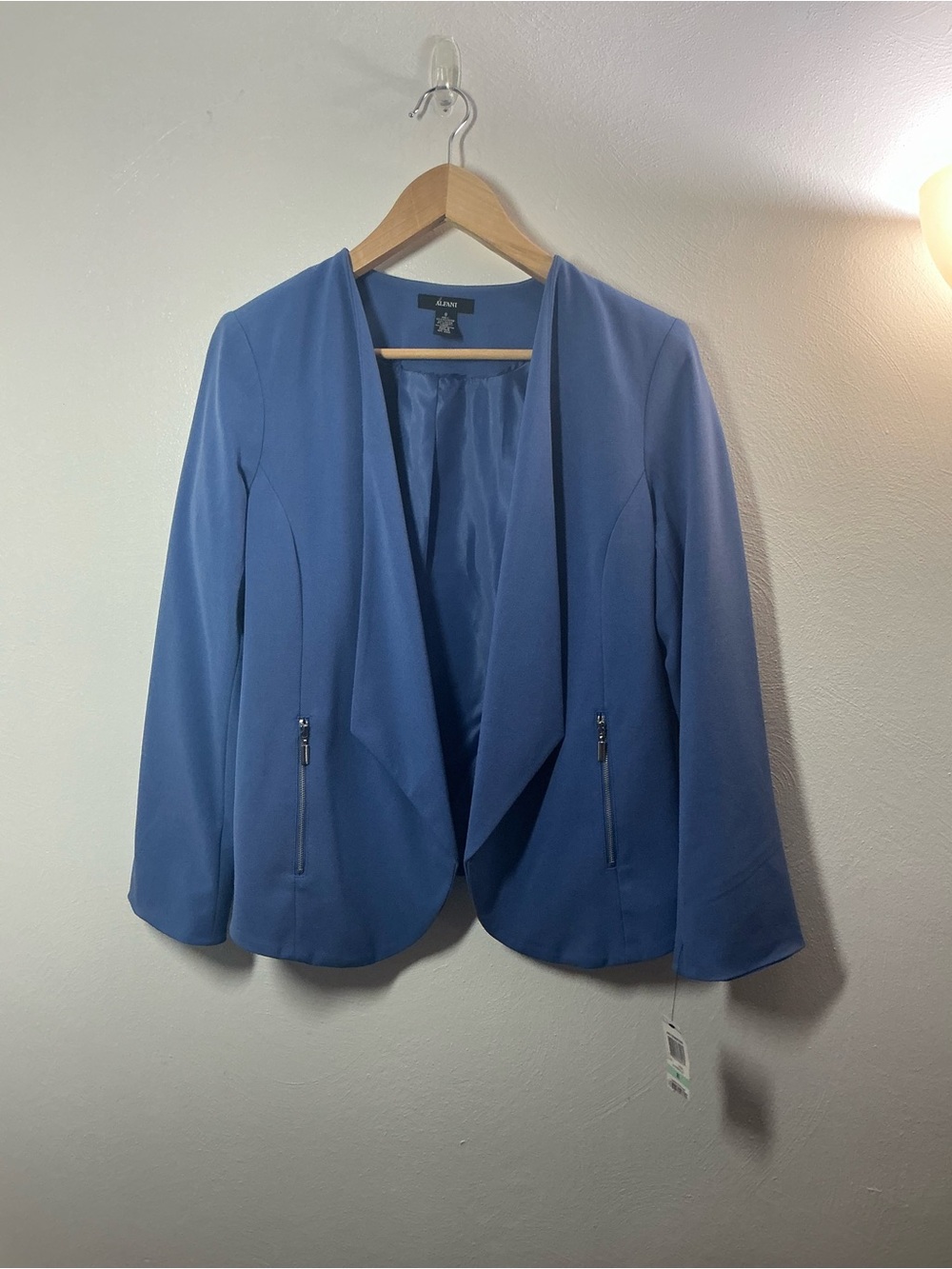 Alfani Blue Open-Front Waterfall Blazer Size 8
